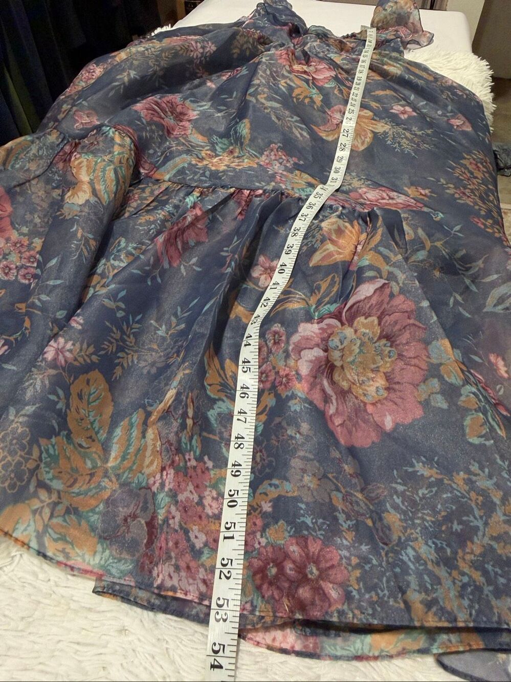 Selkie Romance Novel Gown in Blue Floral Large - Picture 6 of 10